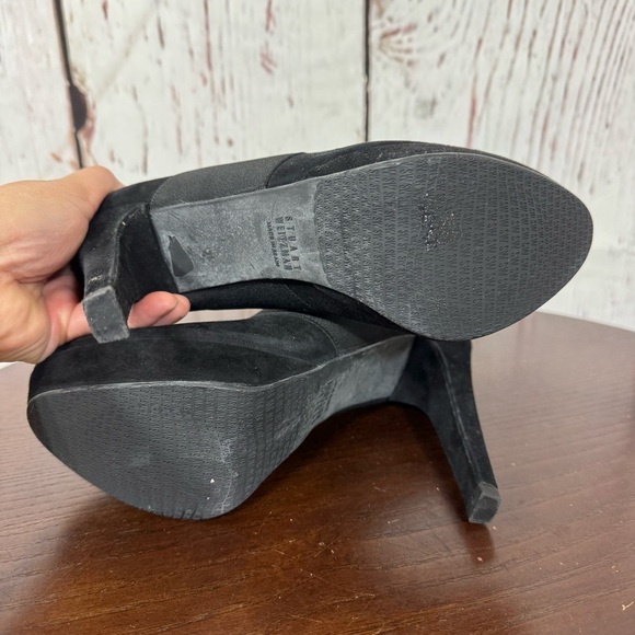 Stuart Weitzman Wrap It Up Women’s Black Suede Leather Platform Booties 6 EUC - Picture 3 of 14